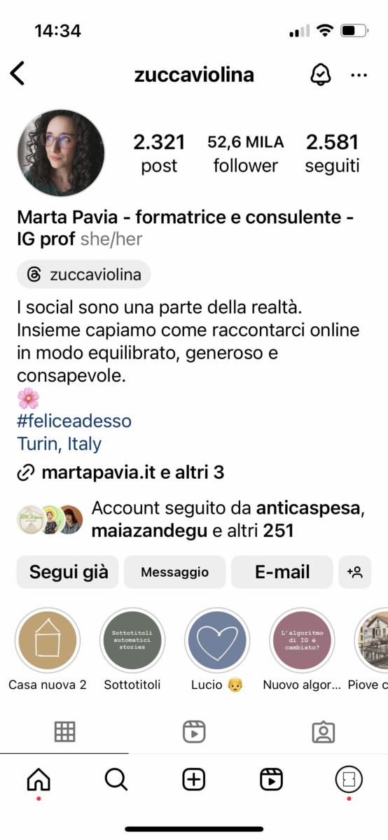 biografia su instagram