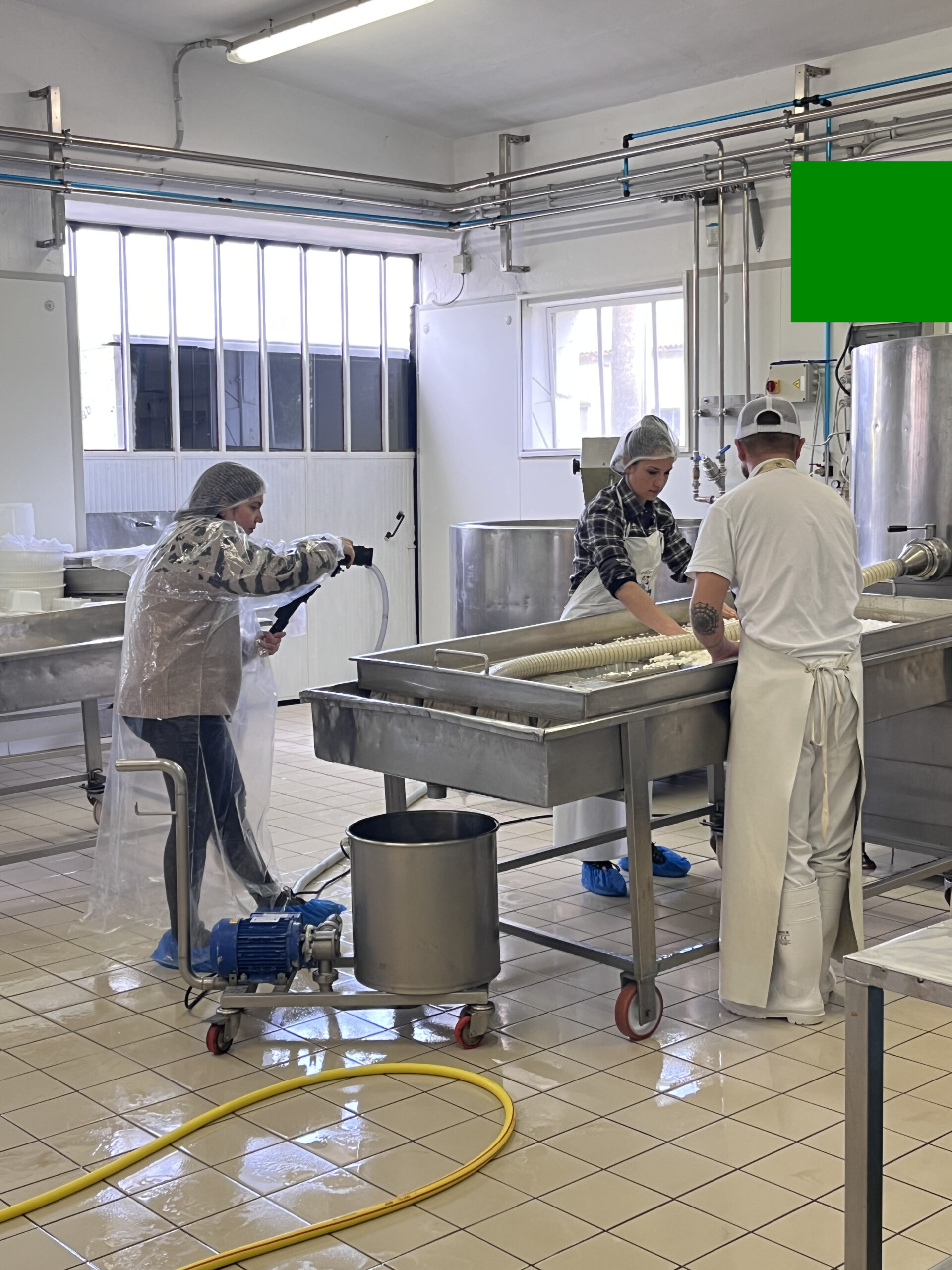 Lo staff di Zandegù durante uno shooting in un caseificio