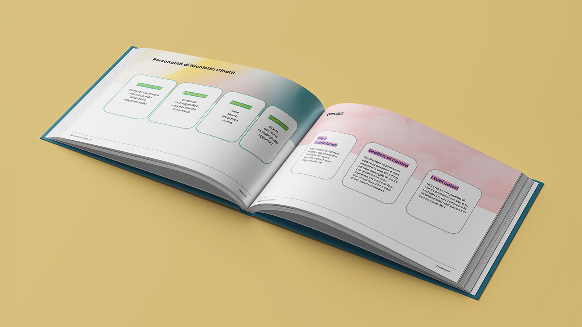Un libro con due pagine aperte con la strategia di advertising Meta di Nicoletta Cinotti