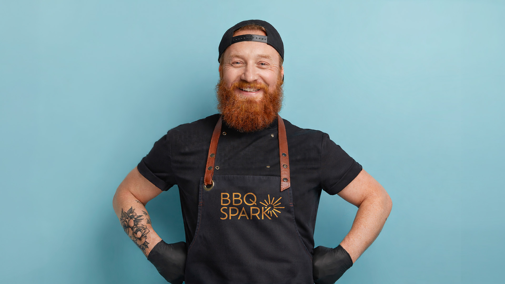 Il render del logo di BBQ Spark su un grembiule