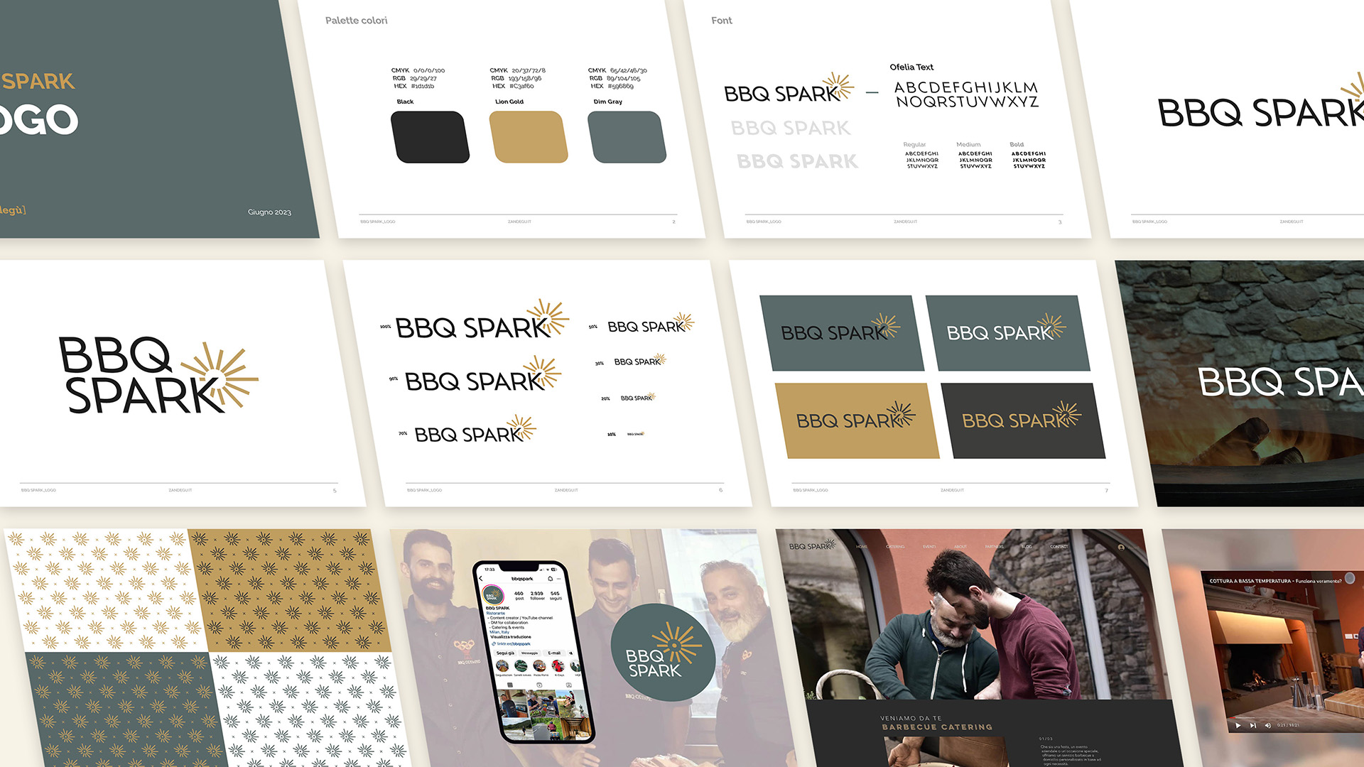 Slide tratte dalla visual identity di BBQ Spark